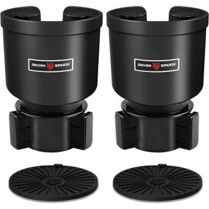 Upgraded Car Cup Holder Expander Adapter with Offset Adjustable Base, Compatible with Yeti 14/24/36/46oz Ramblers, Hydro Flasks 32/40oz, Other Large Bottles Mugs in 3.5"-4.0", 2 Pack (Black)