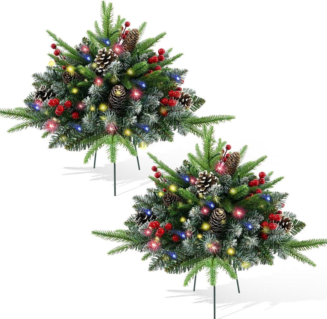 Artificial Christmas Tree for Outdoor Front Porch Decor, Real Touch Christmas Topiary, Realistic Potted Fake Faux Tree Plants for Indoor Garden Holiday Winter Decoration (19.6" Green)