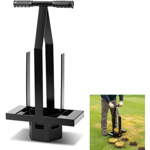 Lounsweer Golf Hexagon Turf Repair Tool, Heavy-Duty Sod Cutter Grass Plugger for Quick Turf Repairs, Dual Handle Golf Course Grass Maintenance Tool for Athletic Field and Professional Groundskeeping