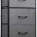 WLIVE Fabric Dresser, 5-Drawer Tall Dressers for Bedroom, Storage Dresser Organizer with Fabric Bins, Wood Top, Sturdy Steel Frame, Chest of Drawers for Closet, Hallway, Dark Grey