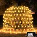 300 LED Net Lights, 14.8ft x 5ft 8 Modes Christmas Outdoor Mesh Lights Connectable, Waterproof Decorative String Lights Plug in for Bushes Xmas Tree Garden Wedding Party (Clear Wire, Warm White)