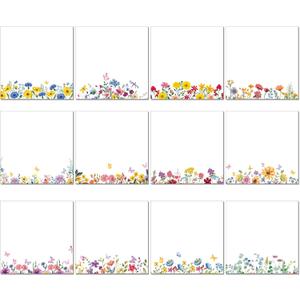 Eaasty 12 Wildflower Sticky Notes Pad Floral Sticky Note Pads 3 x 3 Inch Botanical Small Cute Flower 50 Sheets Per Bright Blossom Appreciation Gifts for Teachers