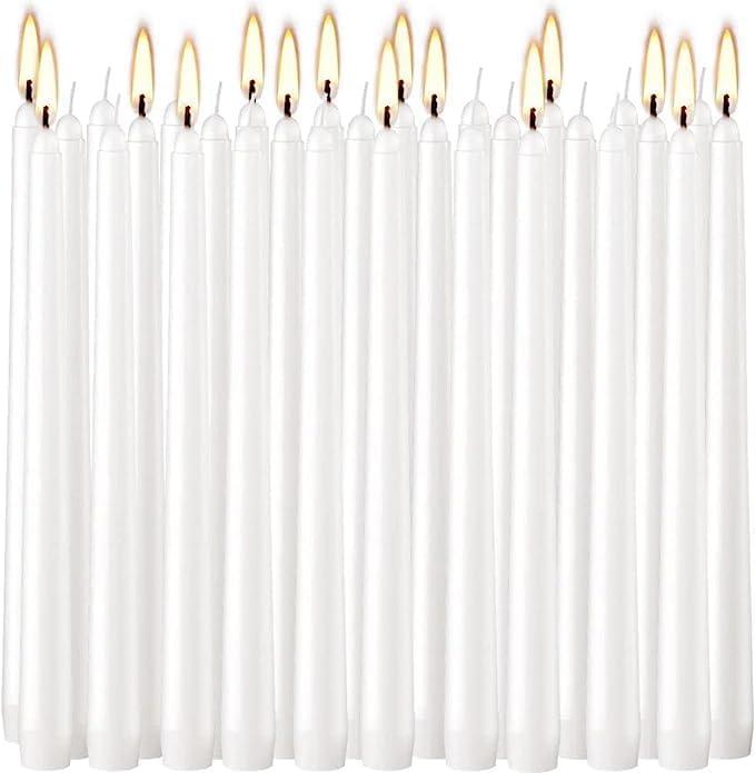 Wfmolcand 30 Pack of 10 Inch White Unscented Taper Candles-8 Hour Long Burning Dripless Table Candles for Wedding, and Home Decoration