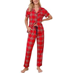 Samring Womens Pajama Sets Button Down Short Sleeve Pjs Set with Long Pants | Soft Classic Pajamas,Short Sleeve and Pants Set,Button Down,Lightweight,All Seasons,for Sleeping,Lounging,Anniversary, XL