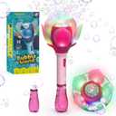 Bubble Wand Blower for Kids Handheld Lotus Bubble Wand Automatic Bubble Machine with Battery/Light/10000+Bubbles/Bubble Solution Bubble Toy Gift for Girl Boys Party Weddings Outdoor Indoor