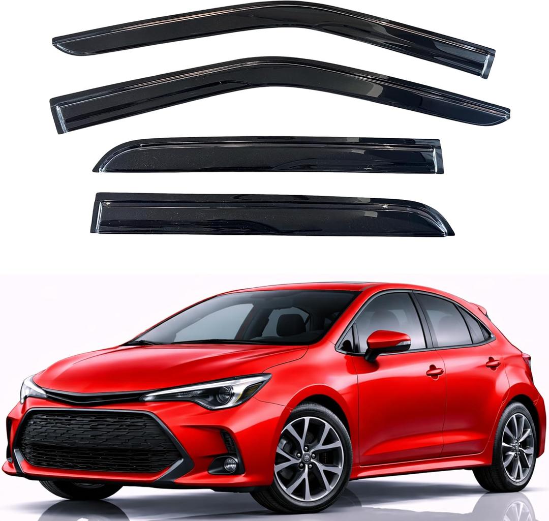 KPY Rain Guards Fit for 2020-2026 Toyota Corolla Hatchback, Out-Channel Window Visors Vent Wind Deflectors 4PC, Car Accessories for 20-26 Corolla Hatchback (Excludes Sedan)