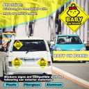 9 x 2-Pack Baby On Board Sign Stickers - Cute & Essential Baby Gift - Bright Yellow, Safety Signs for Car, Truck, Van, Bumper - 5"x5" (Quiet baby-G)