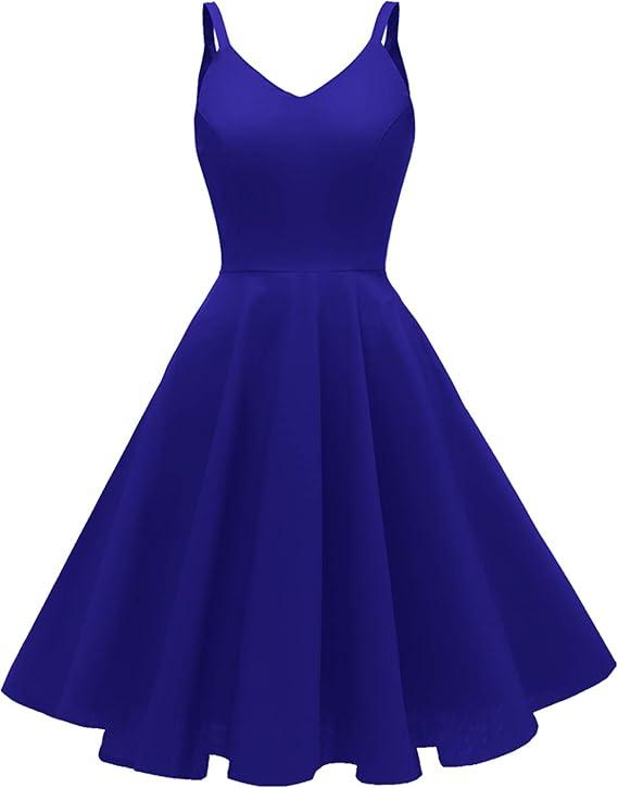 GOOBGS Women's 1950s Retro Vintage Spaghetti Strap Cocktail Swing Dresses, Large