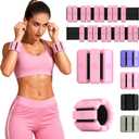 Sonkoloro Adjustable Wrist Weights for Women Men, Leg Weights for Women 0.75lb-1lb-1.3lb Each for Walking, Yoga, Dance, Barre, Gym (Blush, 2.2 lb (2pcs))