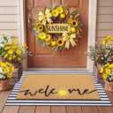 Tinideya 2 Pcs Door Mat Welcome Non Slip Coir Mats Floor Layering Doormats Seasonal for Front Porch Entryway Decor(Sun) (23.6 x 35.4 Inches, Black White and Brown)