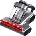 JIGOO J300 Pro Matture Vacuum Cleaner with 14Kpa 550W Powerful Suction, Infrared, UV & Heating Tech for Deep Cleaning, Anti-Allergen Bed Vacuum with Dust Sensor & Plant Fragrance for Bed, Sofa, Crib (Silver)