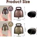 40 PCS Mini Cow Bells Bulk, Goat Bells for Collars, Antique Iron Metal Animal Copper Bell, Small Cowbell for Farm Pets Christmas Decor (20 Red Bronze, 20 Green Bronze)