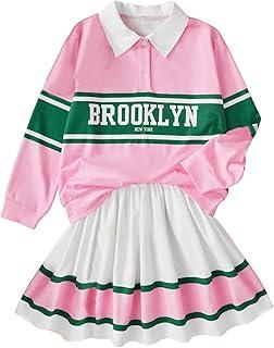 MakeMeChic Girl's 2 Piece Outfit Casual Sweatshirt Top and Skirt Sets Preppy Clothes