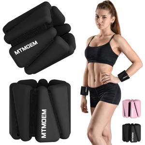 Wrist Ankle Weights for Women Men, Adjustable Silicone Weighted Bangles 2 Lbs Each, Wrist Weights Perfect for Walking, Pilates, Yoga, Barre, Pool, Exercises,Strength Training and Gym (Set of 2) (Black)