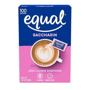 EQUAL Pink Zero Calorie Sweetener, Saccharin Sugar Substitute, Zero Calorie Sweetener Packets, Sugar Alternative, 100 Count (Pack of 1) (EXP 04/23/29)