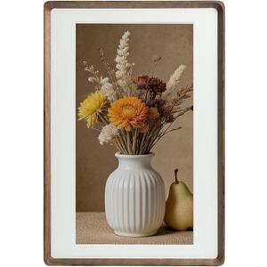 12x18 Walnut Wood Picture Frame for Wall, Matted to 11x17