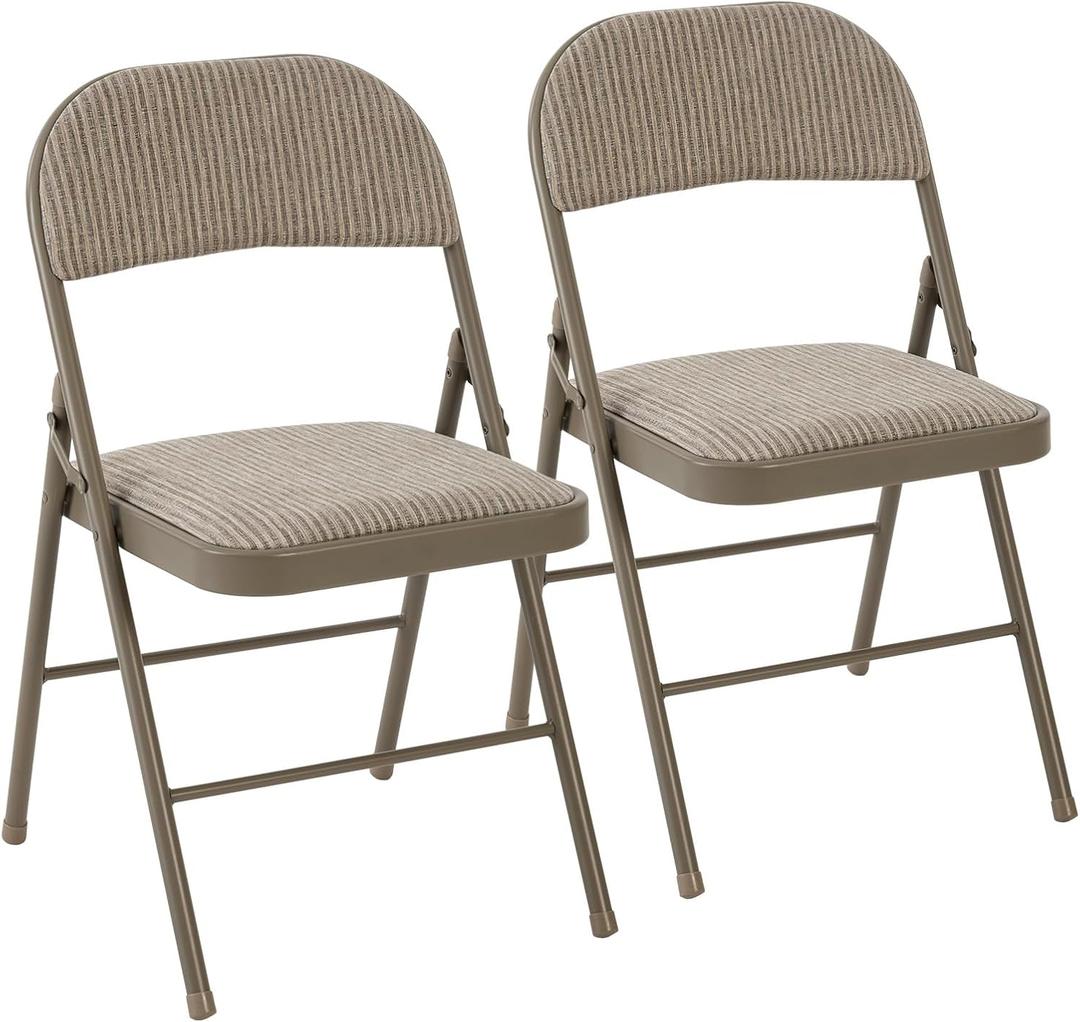 DUMOS Padded Folding Chairs 2 Pack, Foldable Dining Patio Chairs, Outdoor