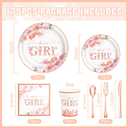 175 PCS Baby Shower Decorations for Girl, Floral Baby Shower Plates and Cups and Napkins Sets Serve 25, It's a Girl Plates Set for Baby Girl Gender Reveal Birthday Party Decorations