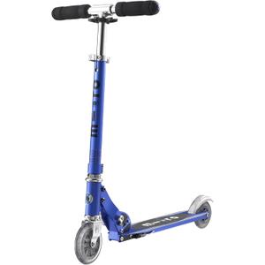 Micro Kickboard | Sprite Foldable Kid & Teen Scooter for Ages 6+ | Children up to 220 lbs | 2 Wheel | Compact for Travel & Storage | Adjustable T Bar | Smooth Ride PU Wheels | Swiss Design, Sapphire Blue 120/100 mm