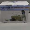 Karaoke Machine with 2 Wireless Mics & Soft Leather Wrap |mini Portable Bluetooth Speaker with 5 Voice Changer Modes for Home Party, AUX/USB/TF Support, for Kids and Adults