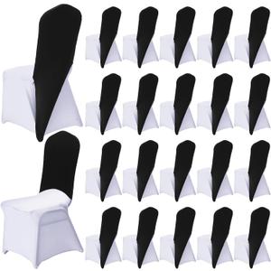 Mindsoft 20 Pcs Chair Cap Covers Spandex Chair Hood Sash Hat Bands Folding Stretch Elastic Cover for Wedding Holidays Banquet Party Celebration (Black)