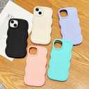 Slim Fit Case for iPhone 15 Plus and iPhone 14 Plus 6.7-Inch, Wave Frame, Cute Soft TPU Thin Protective Phone Cover for Women, Light Purple