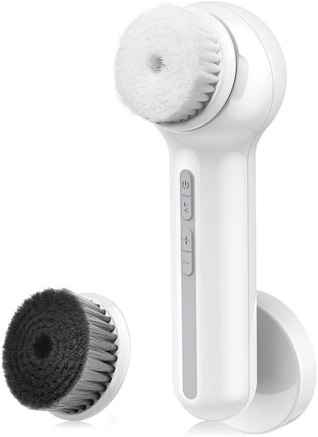 Face Scrubber Exfoliator, TOUCHBeauty Upgraded Rechargeable Electric Facial Cleansing Brushes with 3 Brush Heads,360 Spin Rotation for Exfoliating, Massaging and Deep Cleansing, Waterproof