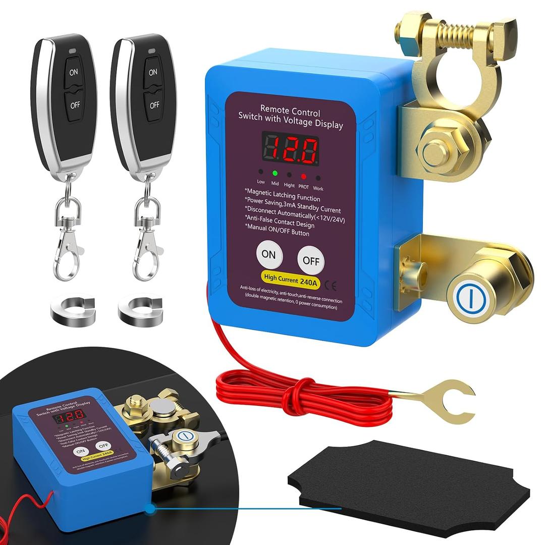 Kill Switch for Car, Malictele 12V 240A Remote Battery Disconnect Switch Car Kill Switch Anti Theft Automatic Cut/Shut Off Switch for Auto Truck Marine RV ATV Boat