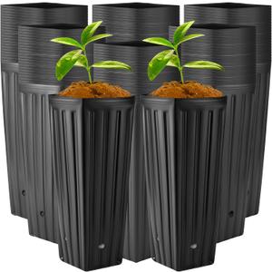 Nuenen 600 Pcs Tall Tree Pot, Plastic Deep Nursery Pots, 11.8" H X 3.9" W