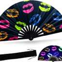 2 x SYNTECSO Hand Fans for Women Foldable, Boots on The Ground Fan, Rave Fan for Drag Queen, Women and MenFans for Line Dancing, Parties, Music Festivals, EDM and Decoration