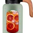 84 oz/2.5 Liter Glass Pitcher with Lid and Handle, Glass Carafe/Jug for Hot/Cold Water, Large Iced Tea Pitcher for Coffee, Juice and Homemade Beverage (Olive)