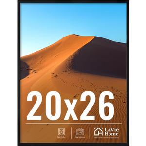 LaVie Home 20x26 Picture Frame for Wall Display, 20x26 Black Picture Frame with HD Plexiglas, 20 x 26 Poster Frame 1 Pack, Display Frame for Vertical or Horizontal, Classic Collection