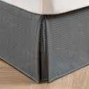 MIYE Pleated Waffle Weave Bed Skirt, Tailored Dust Ruffle 14 Inch Drop Easy Fit, Machine Washable (Dark Grey, Full - 14" Drop)