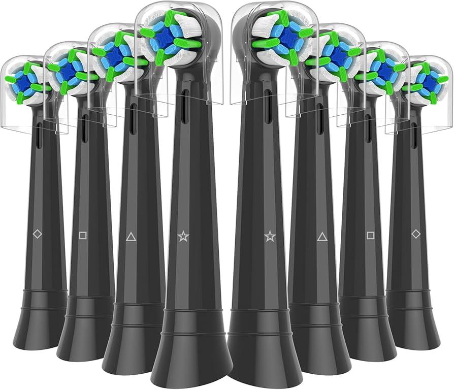 Replacement Heads Compatible with, Brush Heads for 2/3/4/5/6/7/8/9/10 Series Electric Toothbrushs, Medium Softness, Removes Stubborn Plaque, 12 Black