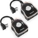 Outdoor Timer Outlet Waterproof, 24 Hour Mechanical Plug in Light Timer, 2 Grounded Outlets for Christmas Lights, 15A 1/2 HP, ETL Listed (2 Packs)