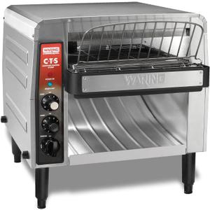 Waring Commercial CTS1000B Conveyer Toaster, 1000+ slices per hour, 208V, 2700W, 6-20 Phase Plug, Silver