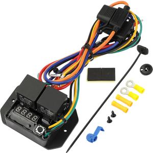 Digital Thermatic Fan Switch Kits DC-0444, 12V and 24V Adjustable Temperature Range Dual Radiator Fan Kit, 104ºF-230ºF Electric Thermatic Fan Controller Switch Kit Replace 0444