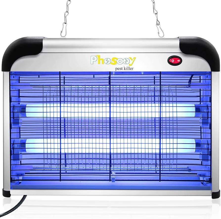 Phosooy Electric Bug Zapper, Indoor Mosquito Killer with 20W Lamps 2800V Grid, Plug-in Hanging Insect Trap for Mosquito, Moth, Fly Killer Indoor Use