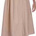 HOTIAN Women's A-Line Midi Skirts Casual Summer Elastic High Waist Pleated Flowy Beach Long Skirt with Pocket (M)