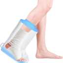 Silicone Foot Cast Cover for Shower with Non-Slip Padding Bottom, Waterproof Elastic Foot Cover for Shower After Surgery Watertight Wound Protection to Broken Cast, Ankle Wound and Burns