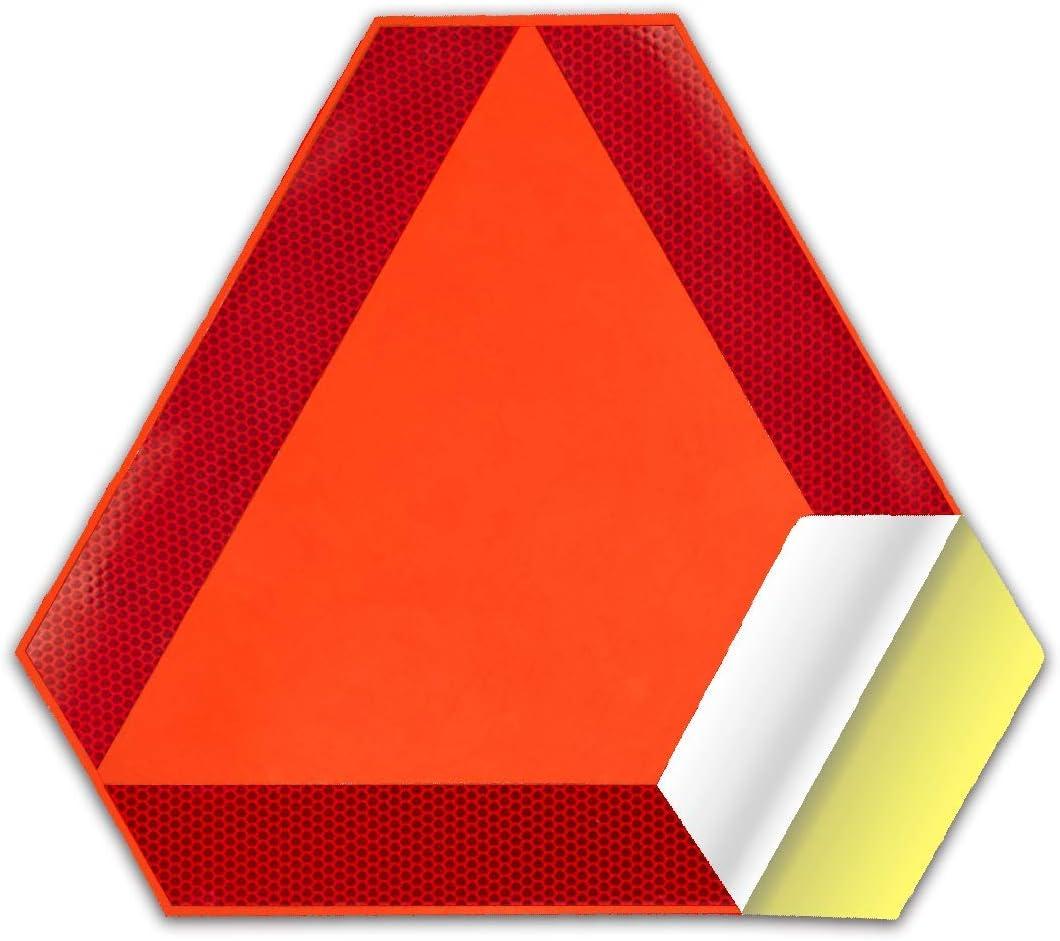 Sticky Slow Moving Vehicle Triangle Sign,Golf Cart Orange Triangle Signs,14"x16"Diamond Grade Reflective for Golf Cart (Self-adhesive Sticker, 2 Pack)