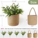 Dahey 2 Pack Wall Hanging Rope Basket (6.5"W7"H) with Artificial Eucalyptus, Jute Woven Storage Organizer Flower Plants Basket Farmhouse Rustic Wall Decor for Porch Living Room Bedroom Entryway,Brown