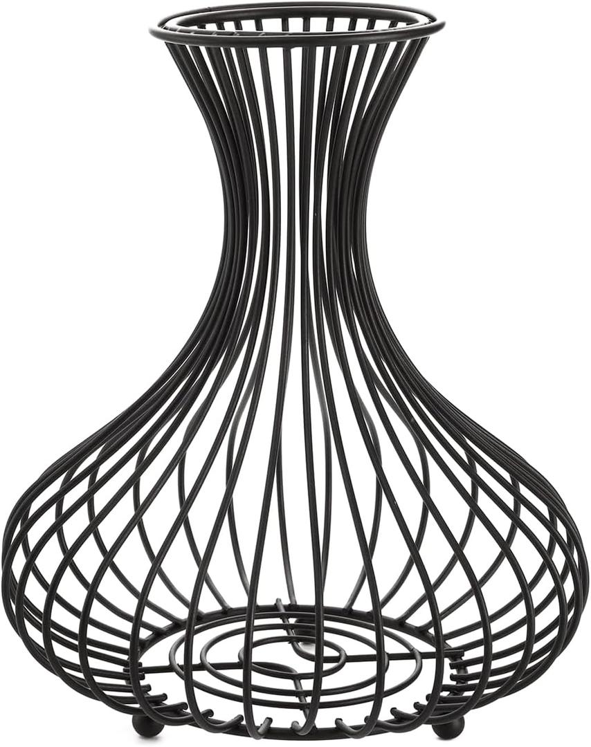 Metal Black Wine Cork Display Holder Iron Cork Container Decorative Free Standing Wine Cork Storage Collector Cage Wine Stopper Collector Basket for Wine Lover Gift Kitchen Decor