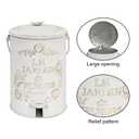 Rustic Metal Trash Can with Lid and Pedal Farmhouse Step-On Garbage Can Vintage Distressed Design Recycling Waste Bin with Removable Inner Bucket & Wooden Handle for Home Yard Kitchen Bathroom 8 Liter