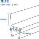 Frameless Shower Door Seal Strip 2 Pack x 39 Inch H for 3/8" Thick Glass Shower Door Side Seal Strip Bottom Seal Door Sweep Ultra Clear Polycarbonate, Stop Shower Leaks Create A Water Barrier