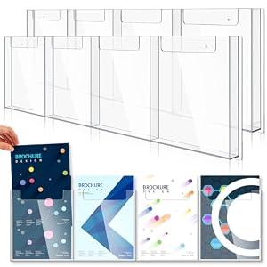 Sherr 1 Pcs Acrylic Brochure Holder Wall Mount, 8.5 x 11 Inches Clear Hanging Flyer Display Holder Plastic Pamphlet Stand for Magazine, Booklet, Bookmark