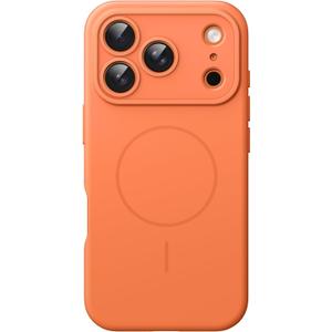 JETech Magnetic Silicone Case for iPhone 17 Pro Max 6.9-Inch, Compatible with MagSafe, Silky Soft Touch, Shock Absorbing Phone Cover with Camera Lens Protection (Orange)