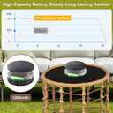 PARTPHONER Boho Solar Outdoor Side Table with Built-in Lights Set of 2, All-Weather Wicker Nesting Tables, Round Waterproof Accent End Table Design for Patio, Porch, Garden & Balcony, Natural Brown