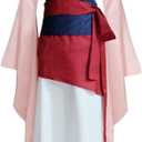 Angelaicos Womens Princess Mulan Costume Dress Chinese Heroine Party Ball Gown (XX-Large, Pink)