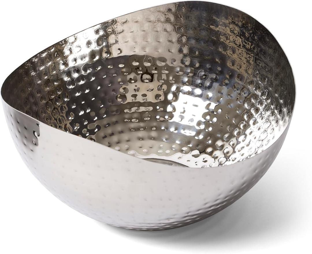 Large Decorative Bowl, Stainless Steel Salad Serving Fruit Bowl, Hammered Centerpiece Bowl (10 Round) Large Decorative Bowl, Stainless Steel Salad Serving Fruit Bowl, Hammered Centerpiece Bowl (10 Round)